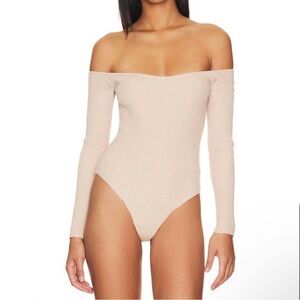 LBLC the Label Taupe Ribbed Bodysuit Size XS NWT